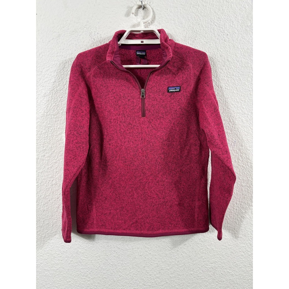 Patagonia Sweater Youth XL 14 Heather Pink Fleece 1/4 Zip‎ Knit Pullover Top